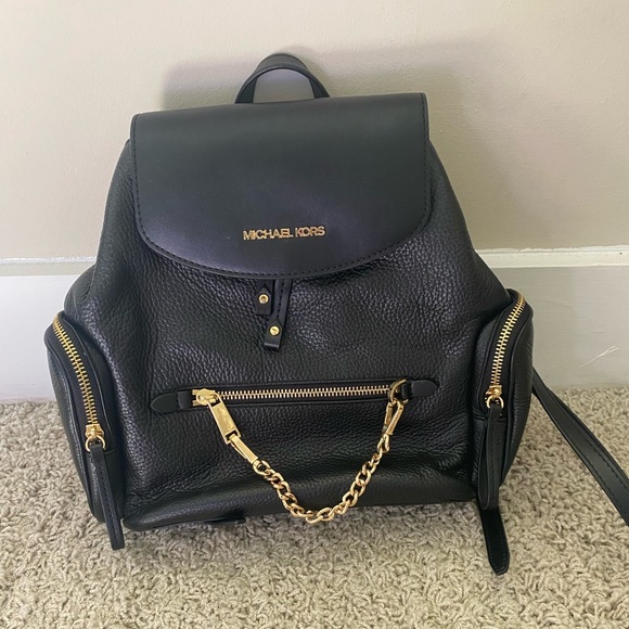 Michael Kors Black Backpack with Gold Chain - Picture 1 of 1